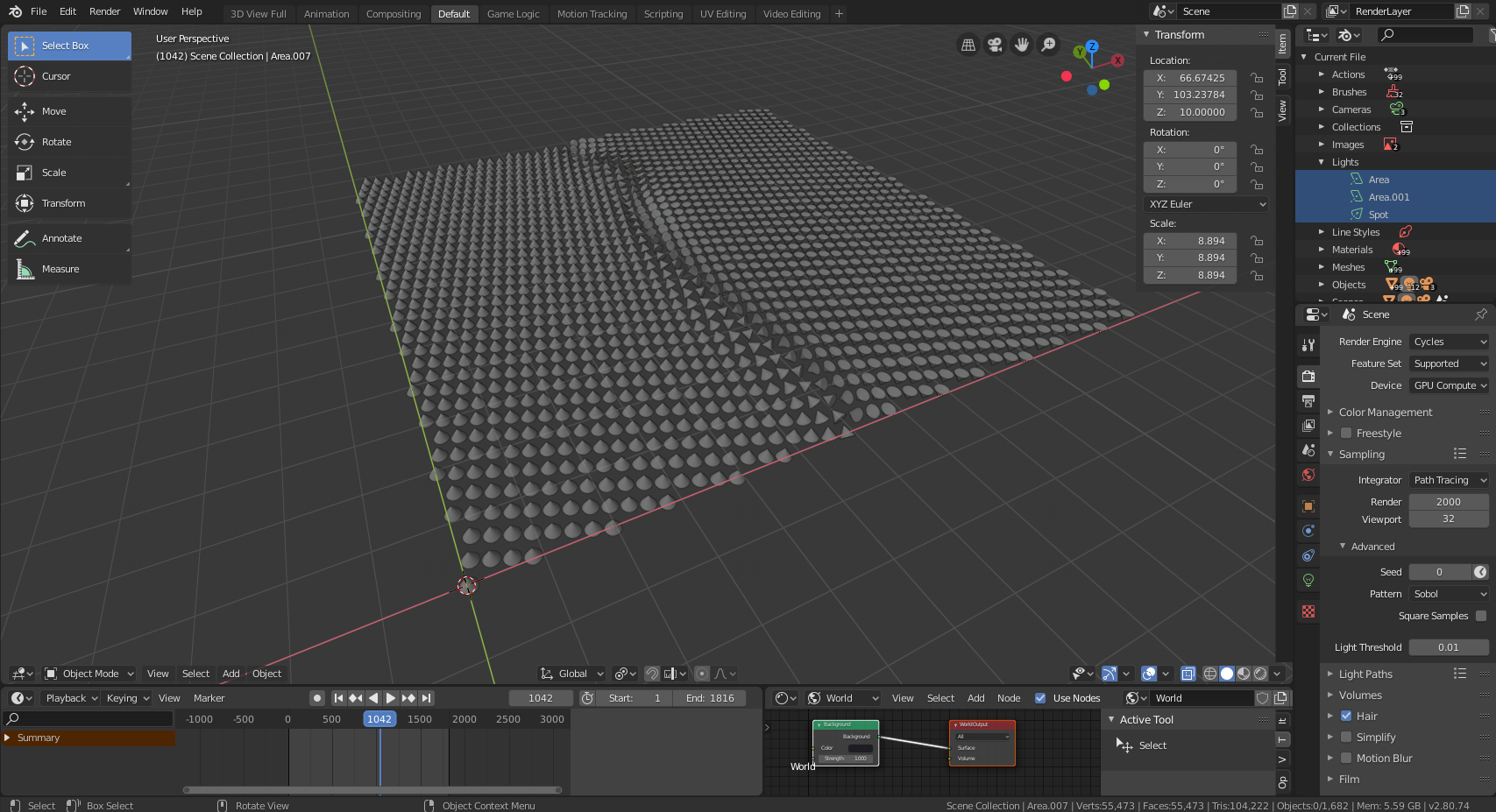 A view of the blender interface after having loaded the magnetization data.