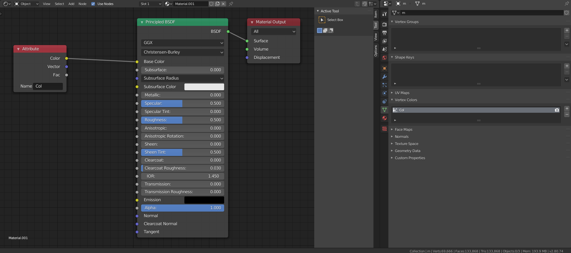 Vertex colors.