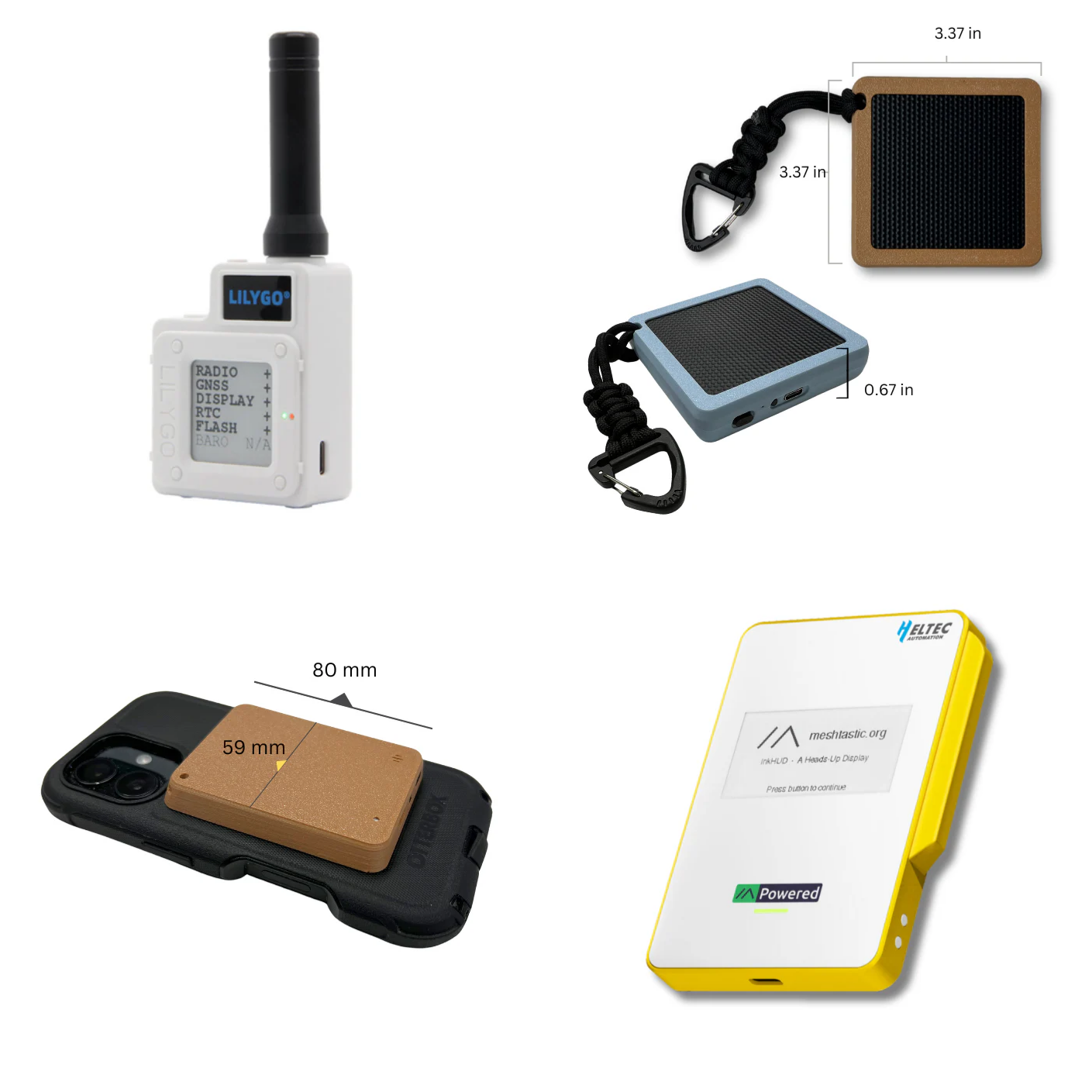 4 meshtastic radio devices